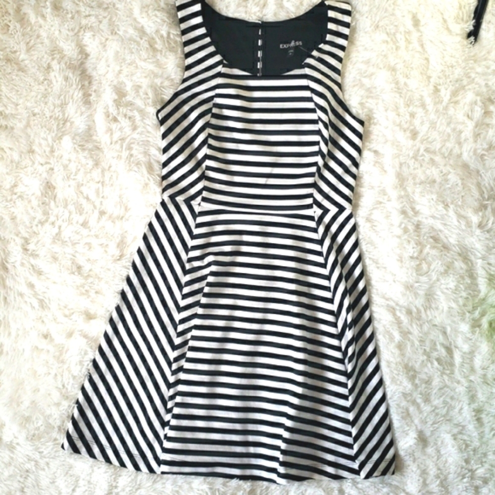 Express Dress Fit & Flare Black & White Size S|P